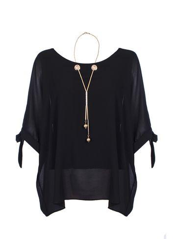 Dorothy Perkins *quiz Black Chiffon Necklace Top