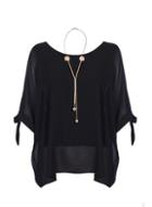 Dorothy Perkins *quiz Black Chiffon Necklace Top
