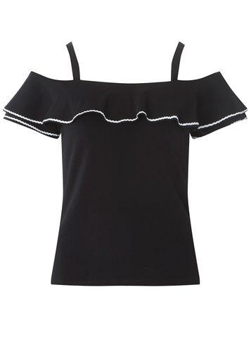 Dorothy Perkins Navy Rik Rak Trim Cold Shoulder Top
