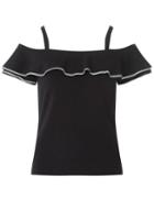 Dorothy Perkins Navy Rik Rak Trim Cold Shoulder Top