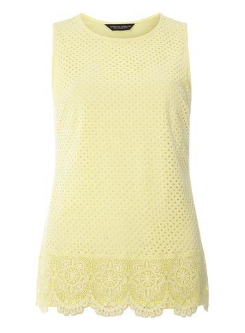 Dorothy Perkins Lemon Geo Lace Shell