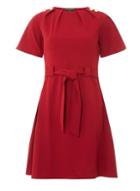 Dorothy Perkins Red Belted Button Dress