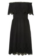 Dorothy Perkins Black Bardot Cutwork Midi Skater Dress