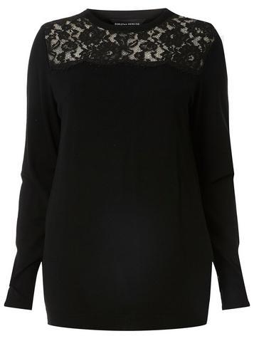 Dorothy Perkins *dp Curve Black Lace Yoke Knitted Jumper