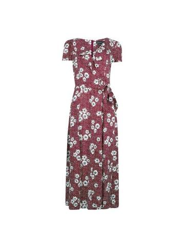 Dorothy Perkins *tall Berry Floral Print Ruffle Midi Dress