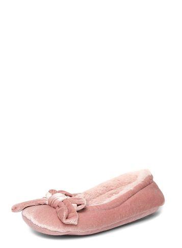 Dorothy Perkins Pink Bow Velvet Ballet Slippers