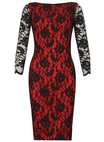 Dorothy Perkins *feverfish Black Lace Bodycon Dress