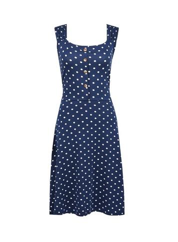 Dorothy Perkins *tall Navy Spot Print Button Dress