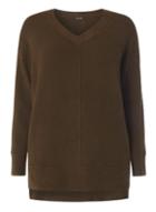 Dorothy Perkins Dp Curve Khaki V-neck Jumper