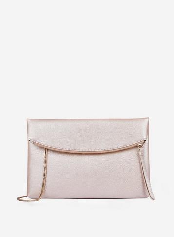 Dorothy Perkins Rose Gold Foldover Clutch Bag