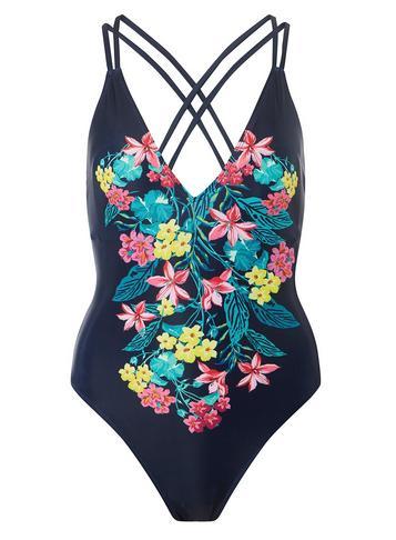 Dorothy Perkins *dp Beach Navy Placement Print Swimsuit