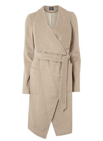 Dorothy Perkins *tall Oatmeal Drawn Waterfall Coat