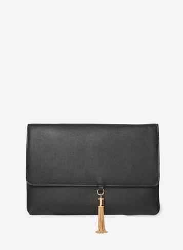 Dorothy Perkins Black Metal Tassel Clutch