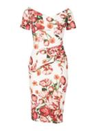 Dorothy Perkins *feverfish Multi Colour Rose Print Bardot Dress