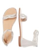 *quiz Silver Diamante Twist Flat Sandals