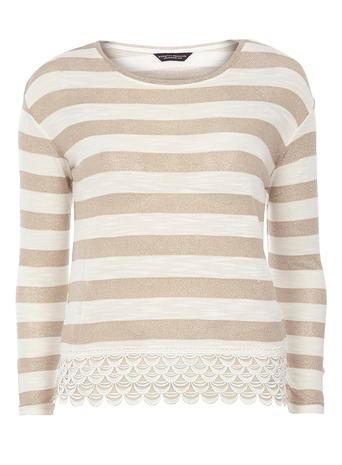 Dorothy Perkins Toffee Metallic Lace Hem Top