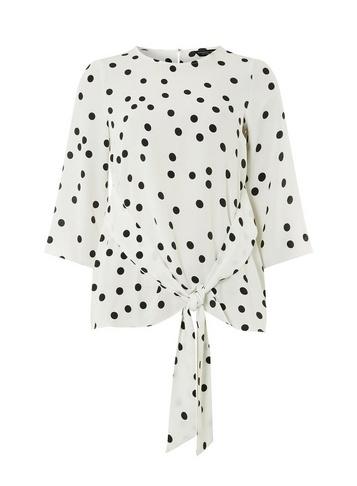 Dorothy Perkins *ivory Half Sleeve Spot Top