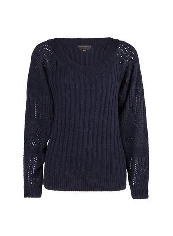Dorothy Perkins Navy V-neck Cable Jumper