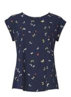 Dorothy Perkins *izabel London Navy Butterfly Roll Sleeve Top