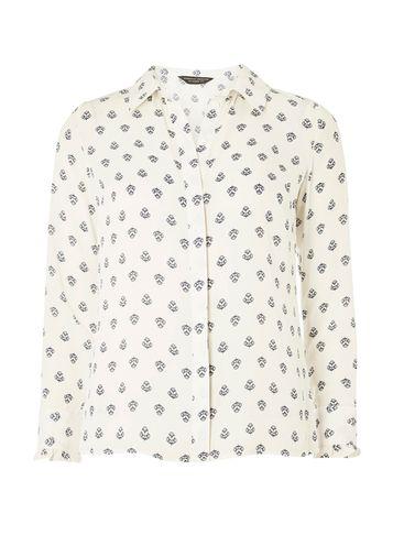 Dorothy Perkins Ivory Frill Cuff Printed Shirt