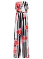 Dorothy Perkins *quiz Cream Floral And Stripe Print Jumpsuit