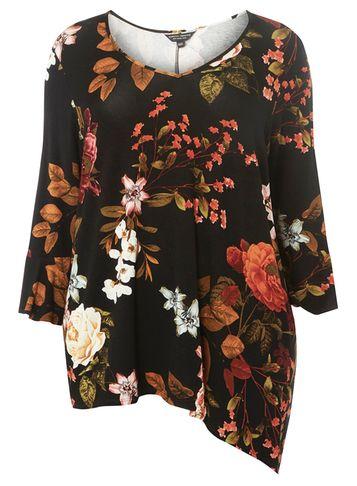 Dorothy Perkins Dp Curve Black Floral Jersey Top