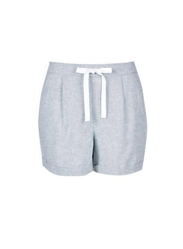 Dorothy Perkins Sage Chambray Linen Blend Shorts
