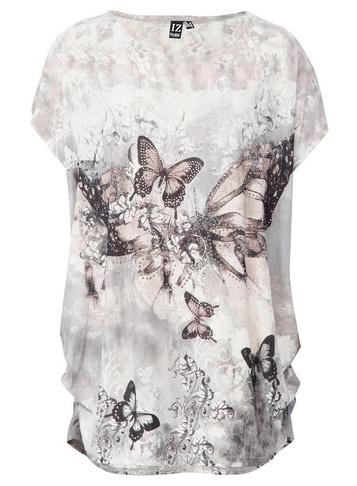 *izabel London Grey Butterfly Print T-shirt