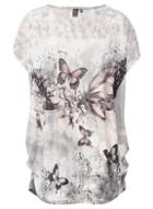 *izabel London Grey Butterfly Print T-shirt