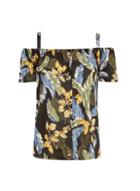 Dorothy Perkins Multi Colour Palm Print Soft Cold Shoulder Top