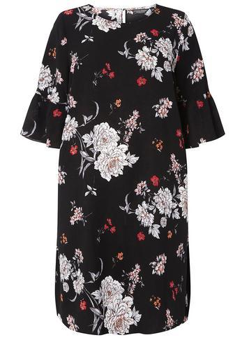 Dorothy Perkins *dp Curve Black Sketch Floral Print Shift Dress