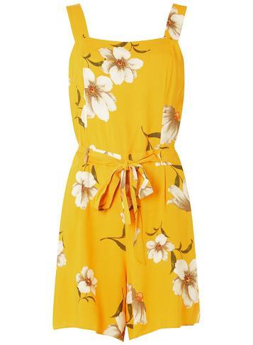 Dorothy Perkins Yellow Floral Square Neck Playsuit