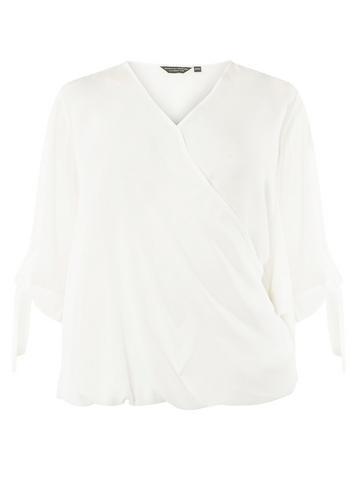 Dorothy Perkins *dp Curve White Bubble Hem Wrap Top
