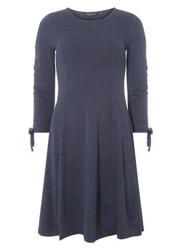 Dorothy Perkins Navy Ruche Sleeve Fit And Flare Dress
