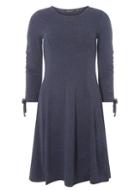 Dorothy Perkins Navy Ruche Sleeve Fit And Flare Dress