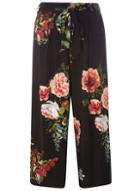 Dorothy Perkins Black Bloom Print Tie Cropped Culottes