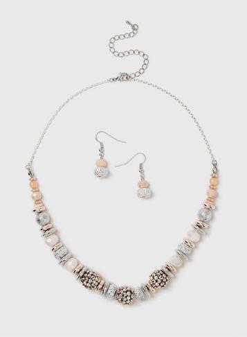 Dorothy Perkins Pink Pearl Earrings And Necklace Set