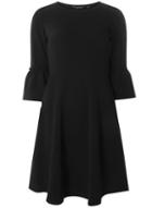 Dorothy Perkins Black Frill Cuff Fit And Flare Dress
