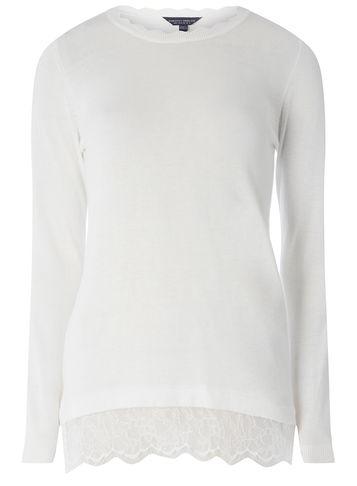 Dorothy Perkins Ivory Lace Hem Jumper