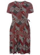 Dorothy Perkins Red And Pink Geo Wrap Dress
