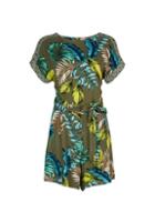 Dorothy Perkins Khaki Leaf And Tile Print Playsuit