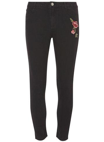 Dorothy Perkins Rose Black Embroidered Fashion Straight Jeans