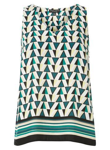 Dorothy Perkins Green Geometric And Stripe Print Top