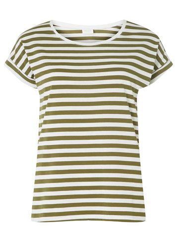 Dorothy Perkins *vila Green And White Striped T-shirt