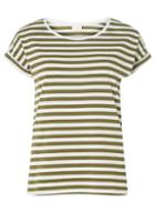 Dorothy Perkins *vila Green And White Striped T-shirt