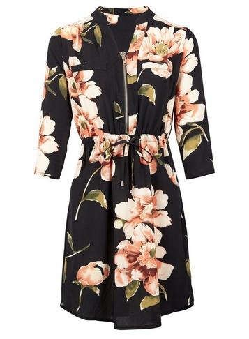 Dorothy Perkins *izabel London Black Floral Shirt Dress