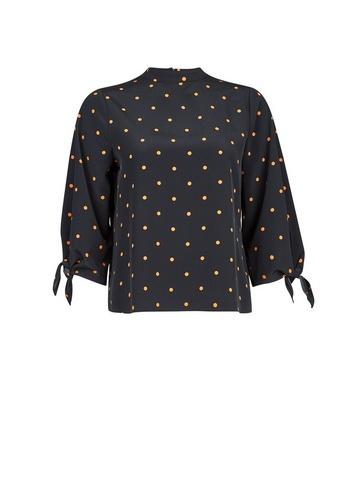 Dorothy Perkins Petite Black Spot Print High Neck Top