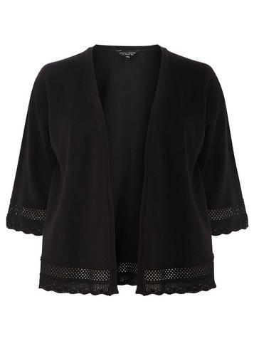 Dorothy Perkins Dp Curve Black Crochet Hem Cardigan