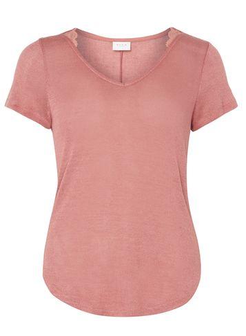 Dorothy Perkins *vila Pink Lace Insert V-neck Top