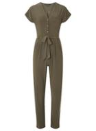 Dorothy Perkins Khaki V-neck Jumpsuit